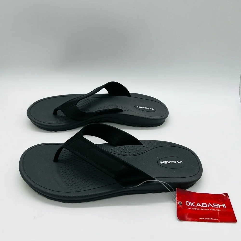 Okabashi Unisex Black Voyager Flip Flops Size 9/10 NWT